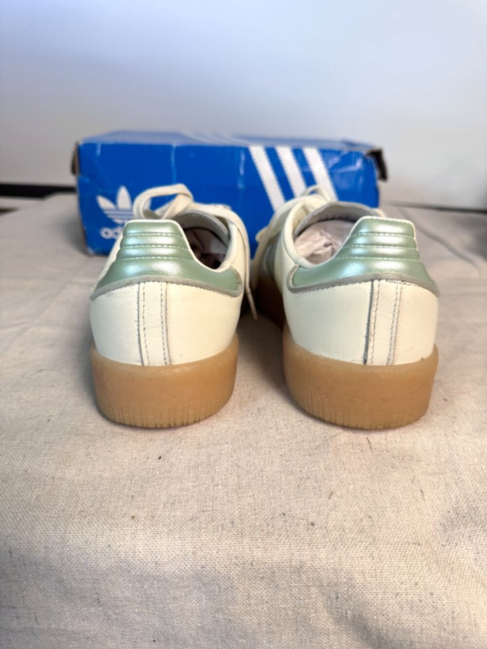 Adidas Women's 9.5 Sambae Off White  Lime Green Gum IG1947 Samba Shoes Sneakers - Picture 5 of 16